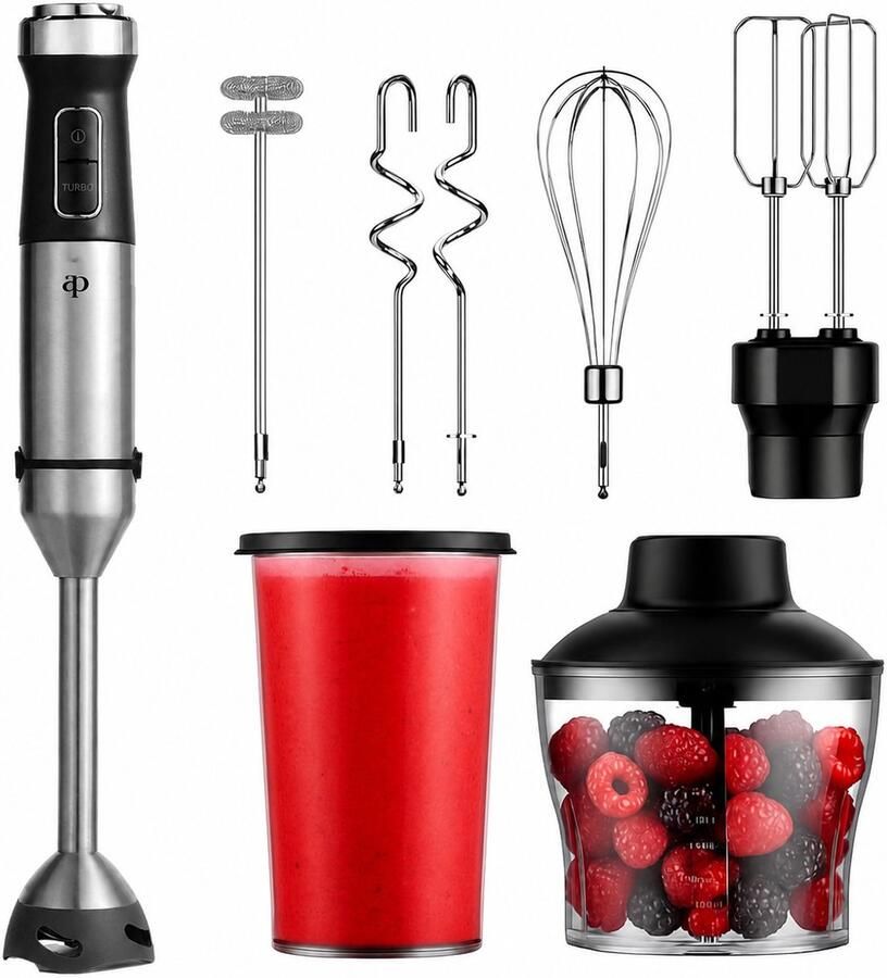 SEPH Staafmixer 7-in-1 Set – 1200W Staafmixer met Mixerstaaf Hakmolen Melkopschuimer Deegkneder Garde Kloppers & Maatbeker