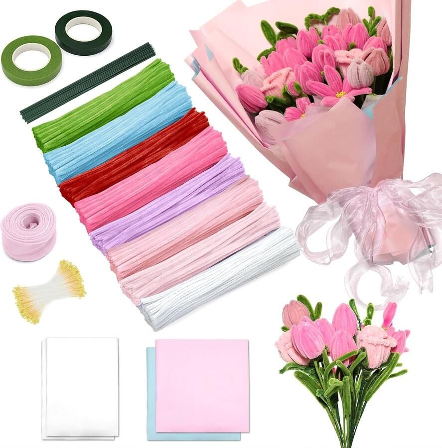 Set met 500 pijpenreinigers 8 kleuren