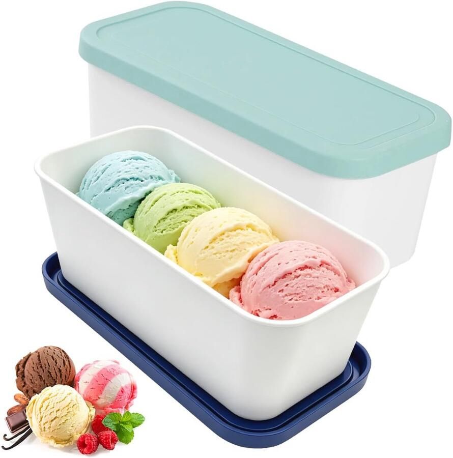 Set van 2 IJscontainers met Deksel 2 L voor Zelfgemaakt IJs