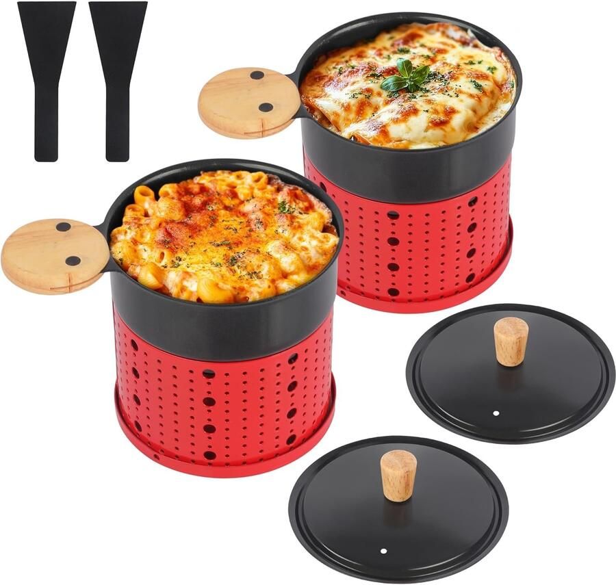 Set van 2 Mini Raclette Grillsets in Rood