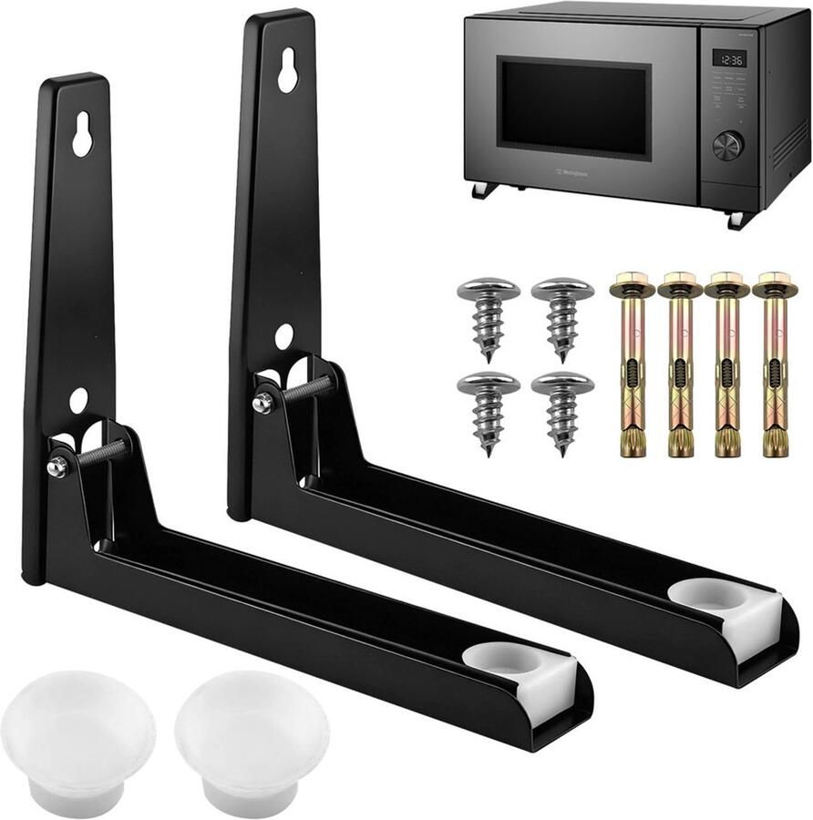 Set van 2 stuks muurbeugel voor magnetron Verstelbaar roestvrij staal – Houder voor magnetron en mini-oven