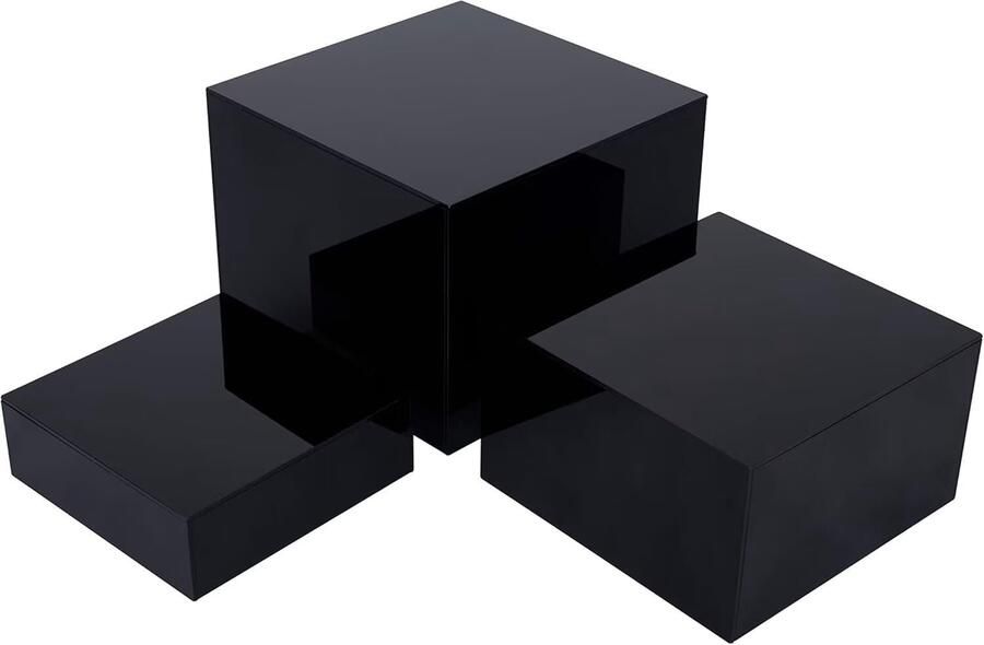 Set van 3 Buffet Rizers van Zwart Acryl voor Voedselpresentatie