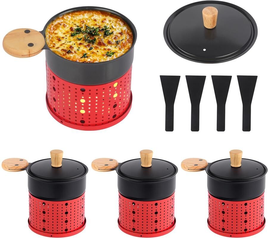 Raclette pannetjes Anti-aanbaklaag Set van 4