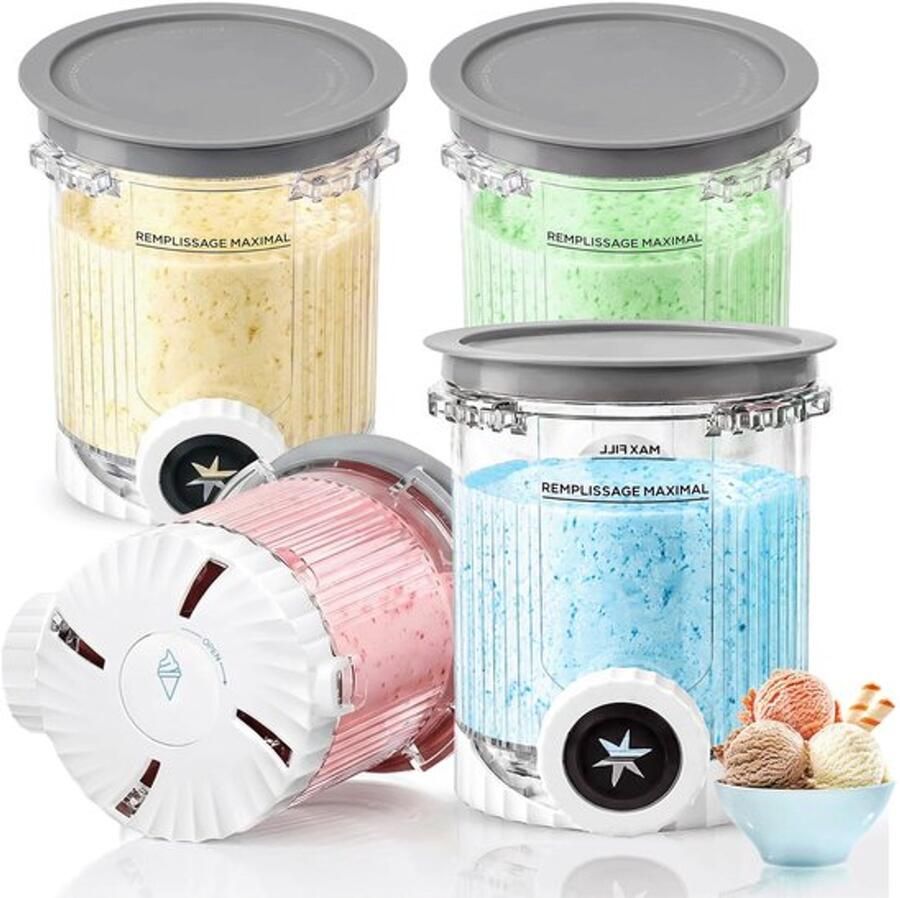 Set van 4 reservecontainers voor NC700 NC701EU ijsmachine 480 ml ijsbakjes voor ijsmachine accessoires BPA-vrij en vaatwasmachinebestendig