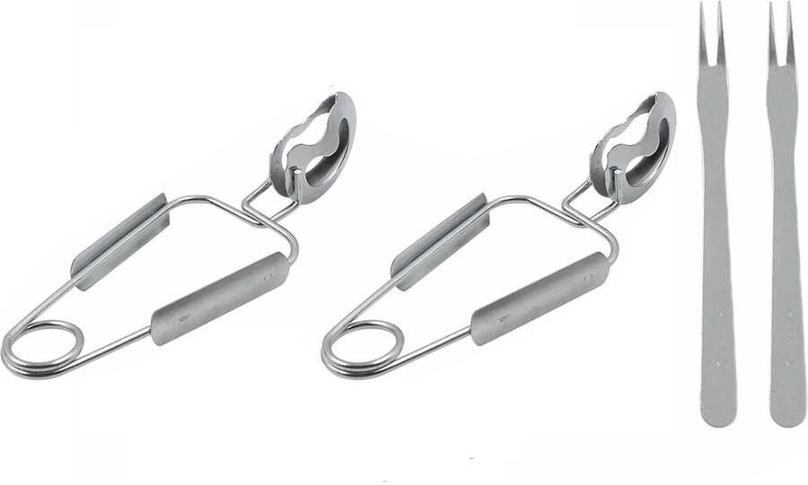 Set van 4 RVS Slakkenklemmen voor Zeevruchten