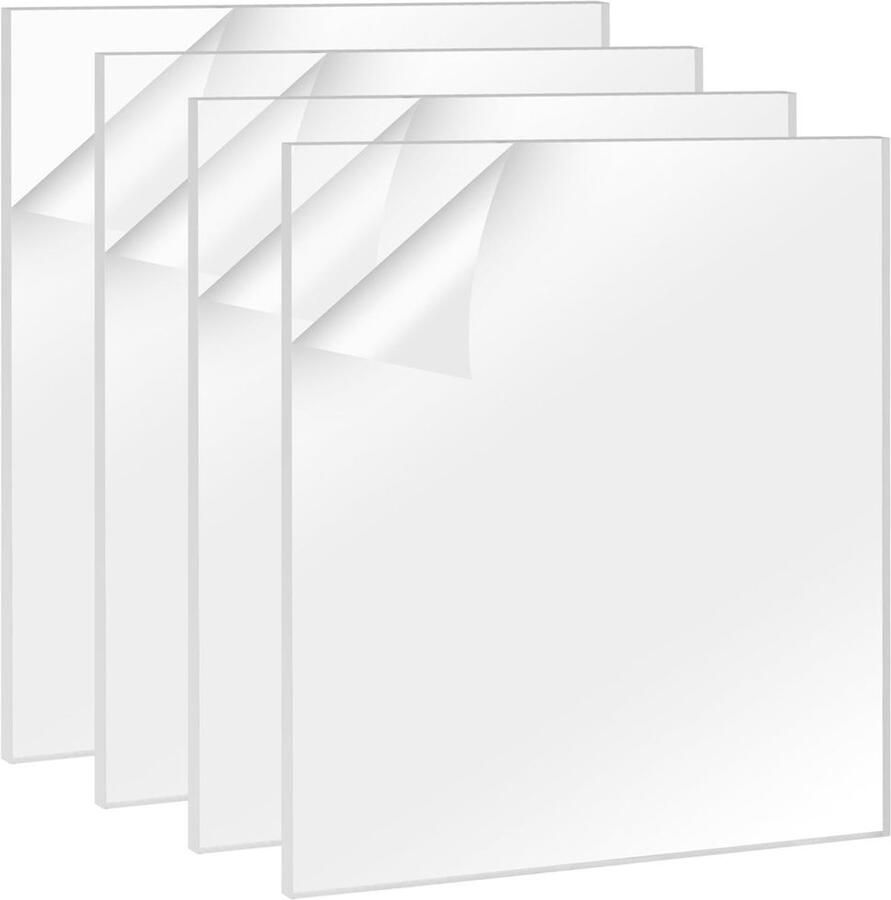 Set van 4 Transparante Acrylplaten 300x300mm voor Creatief Gebruik