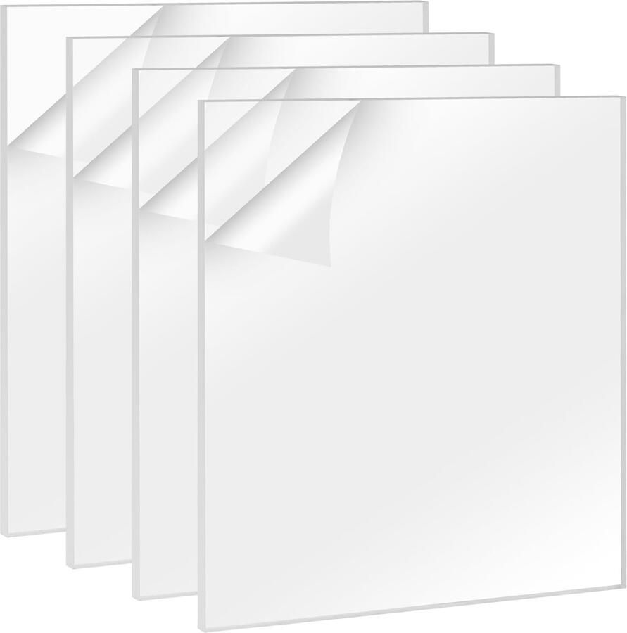 Set van 4 Transparante Acrylplaten 300x300mm voor Creatief Gebruik