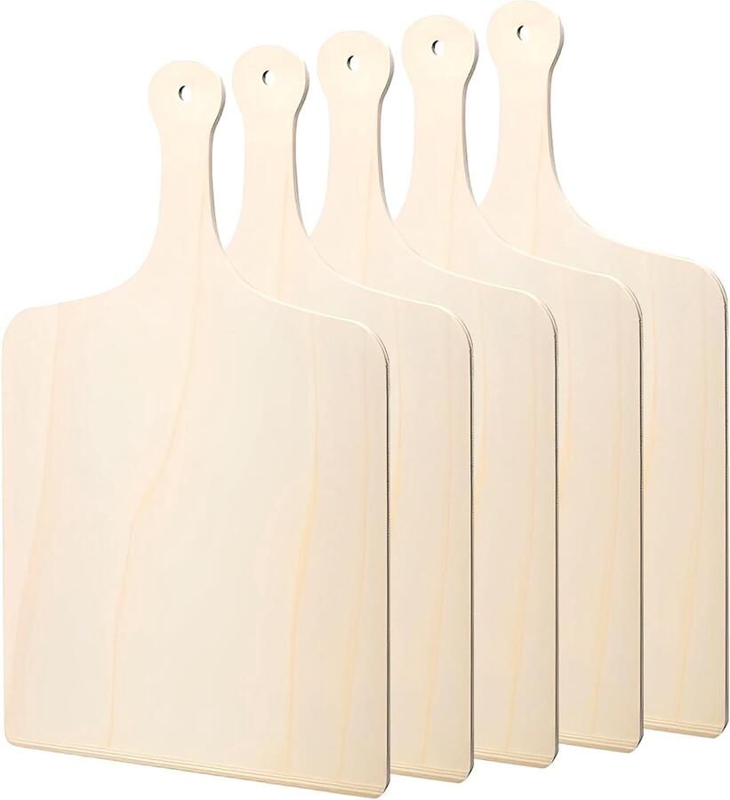 Set van 5 Houten Pizzaschoppen 42 x 30 cm Ideaal voor Thuis Pizza Bakken Brood en Flambé gerechten