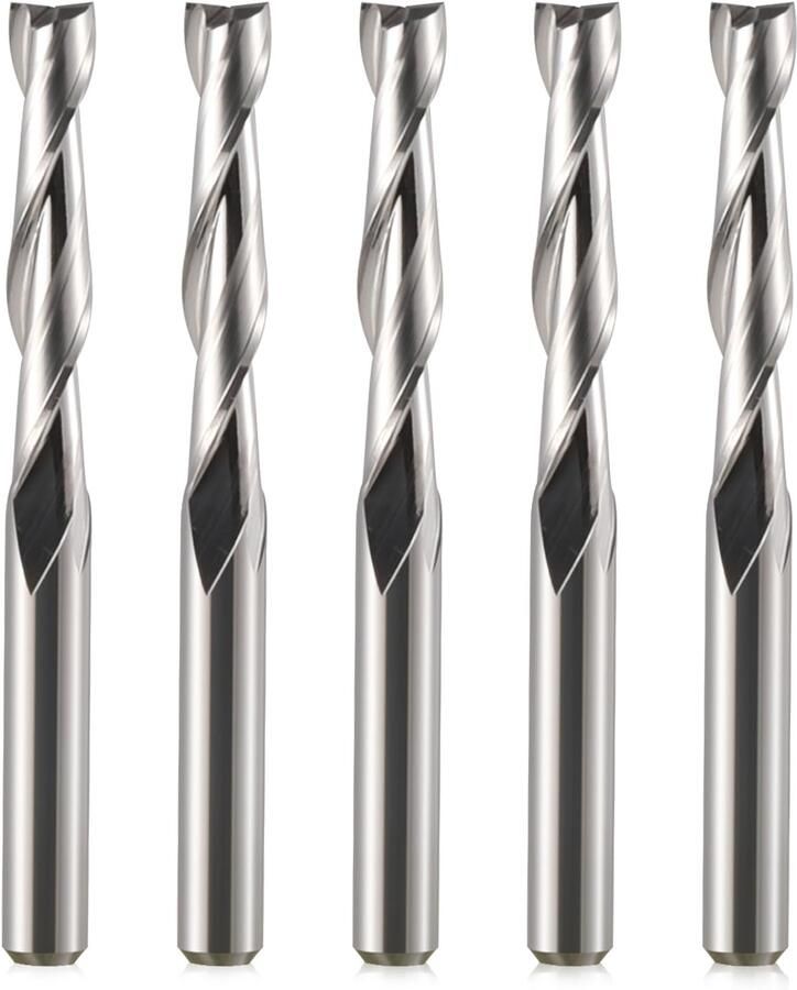 Set van 5 Spiral Cutter met 4mm Shank en 22mm Snijlengte