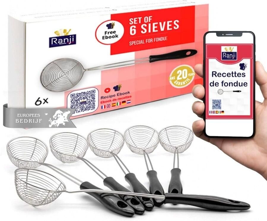 Set van 6 RVS Fondue Strainers voor Feestjes