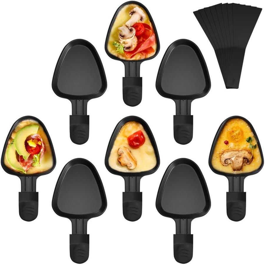 Set van 8 Mini Raclette Pannen met Spatula