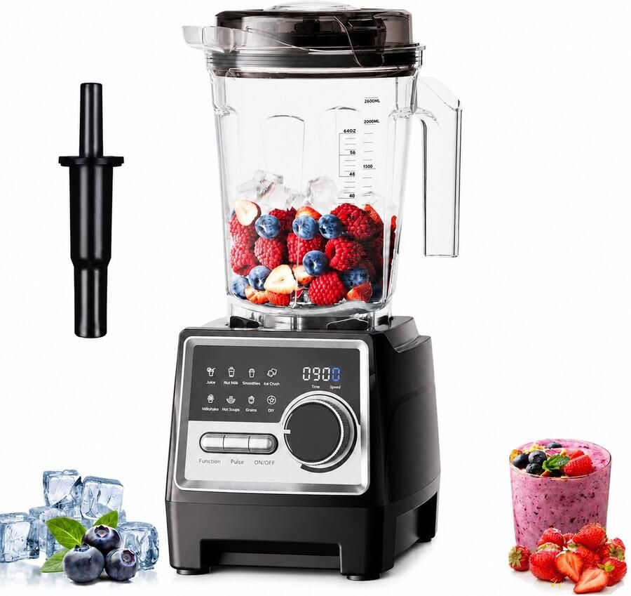 Seth Select Smoothie Blender 1500W 2 6L BPA-vrije Blenderkan 6 RVS messen 7 programma's Zelfreinigend Zwart