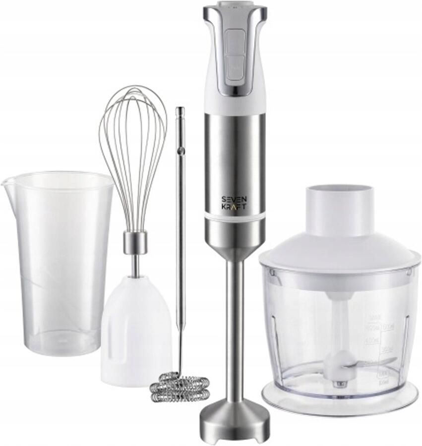 Sevenkraft Staafmixer 1800W – Blender Set 5-in-1 – Handblender met Hakmolen Klopper & Melkopschuimer – 20 Snelheden + Turbo – RVS Staafmixer