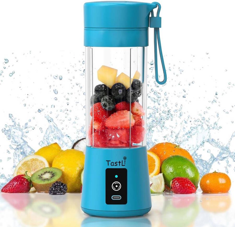 SEVENMOON Mini Blender To Go Draadloze Smoothie Maker USB Oplaadbaar Compact 380ml Blauw