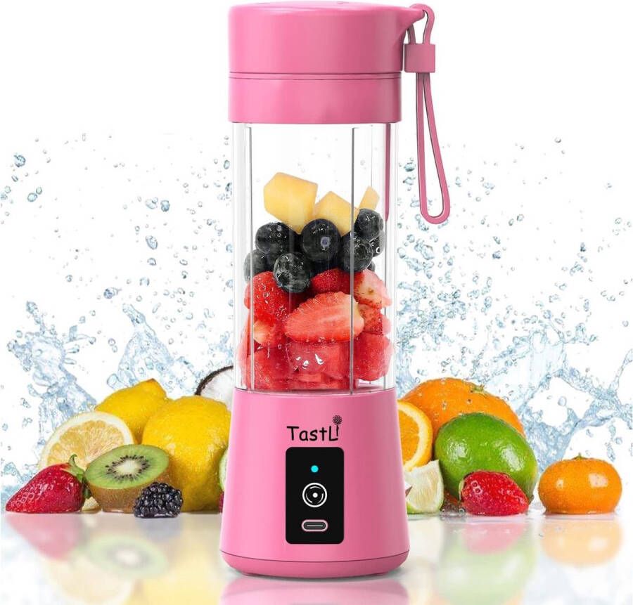 SEVENMOON Mini Blender To Go Draadloze Smoothie Maker USB Oplaadbaar Compact 380ml Roze