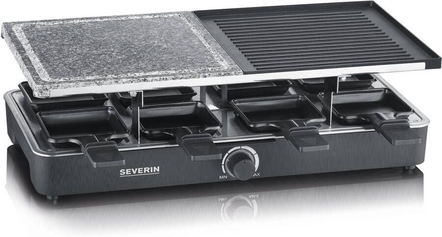 Severin Gril Raclette RG2376 8 personen Natuurlijke kooksteen en niet -stick omkeerbare plaat
