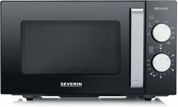 Severin MW 7762 2 Magnetron met Grill – Innovatieve vlakke glazen bodem Koken op Twee Niveaus 33% meer inhoud 20 Liter Zwart