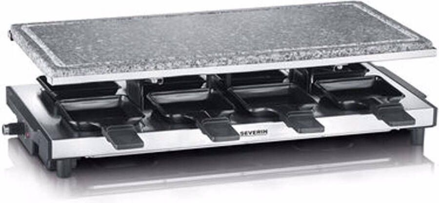 Severin RG 2374 Raclettegrill met natuurlijke grillsteen 48 5 x 24 cm 8 Raclette-pannetjes Traploze temperatuurregeling Hoogwaardig roestvrijstalen design - Foto 2