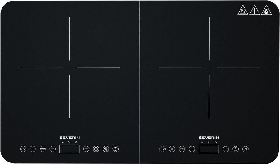 Severin DK 1027 Dubbele Inductiekookplaat – 2-pits – 3400W – Touchbediening – Timer Zwart