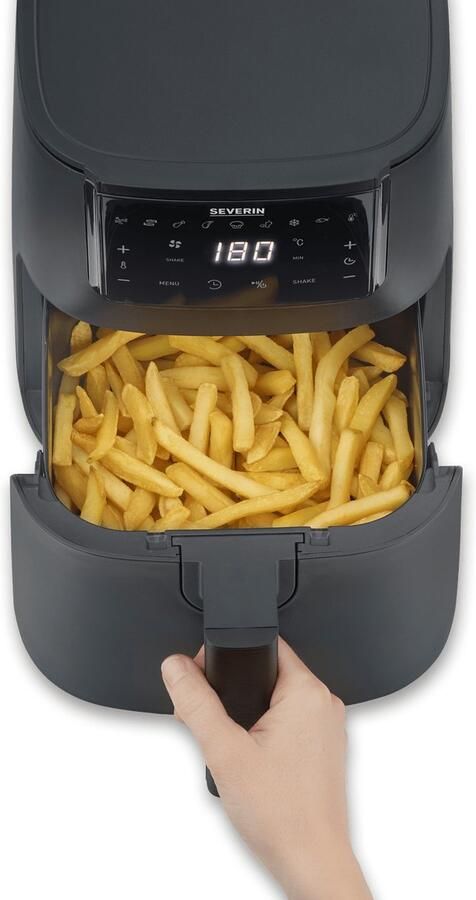 Severin FR 2461 Heteluchtfriteuse ca. 1300W 4L hetelucht technologie voor gezondheidsbewust koken touchscreen 8 automatische programma's Shake Functie PTFE vrij - Foto 6
