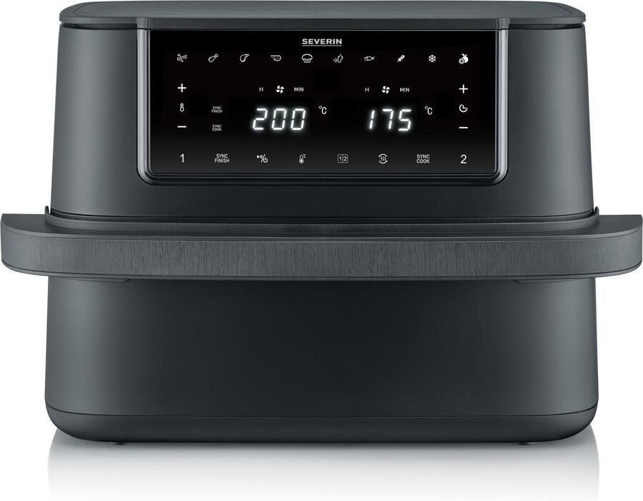 Severin FR 2490 Black Line Flex Heteluchtfriteuse XXL – 9 Liter – Dual Zone – Sync Cook & Sync Finish – 11 Programma s – 2600W – Zwart - Foto 12