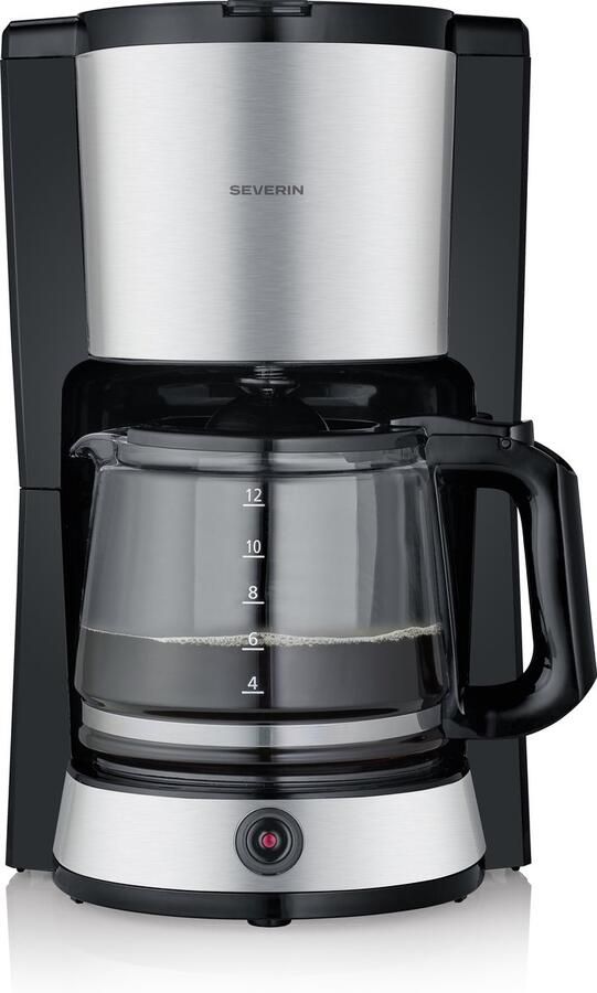 Severin KA 9370 Filterkoffiezetapparaat – 1 5L – 12 kopjes – RVS Zwart – 1000W – Met warmhoudplaat & druppelstop
