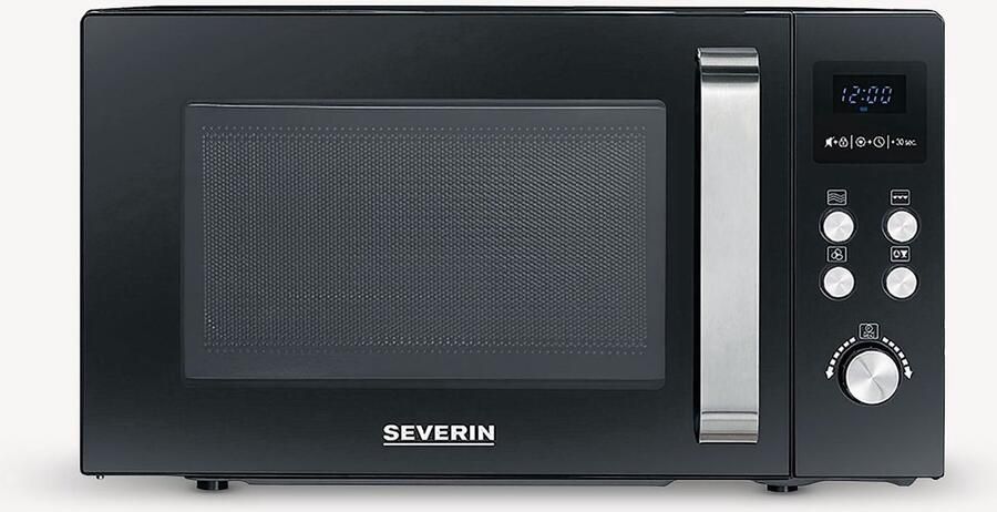 Severin MW 7752 Combi Magnetron met grill- en heteluchtfunctie tot 200 °C Incl Pizzaplaat Ø 28 cm 23 Liter Timer en Automatische programma's Zwart Zilver - Foto 5