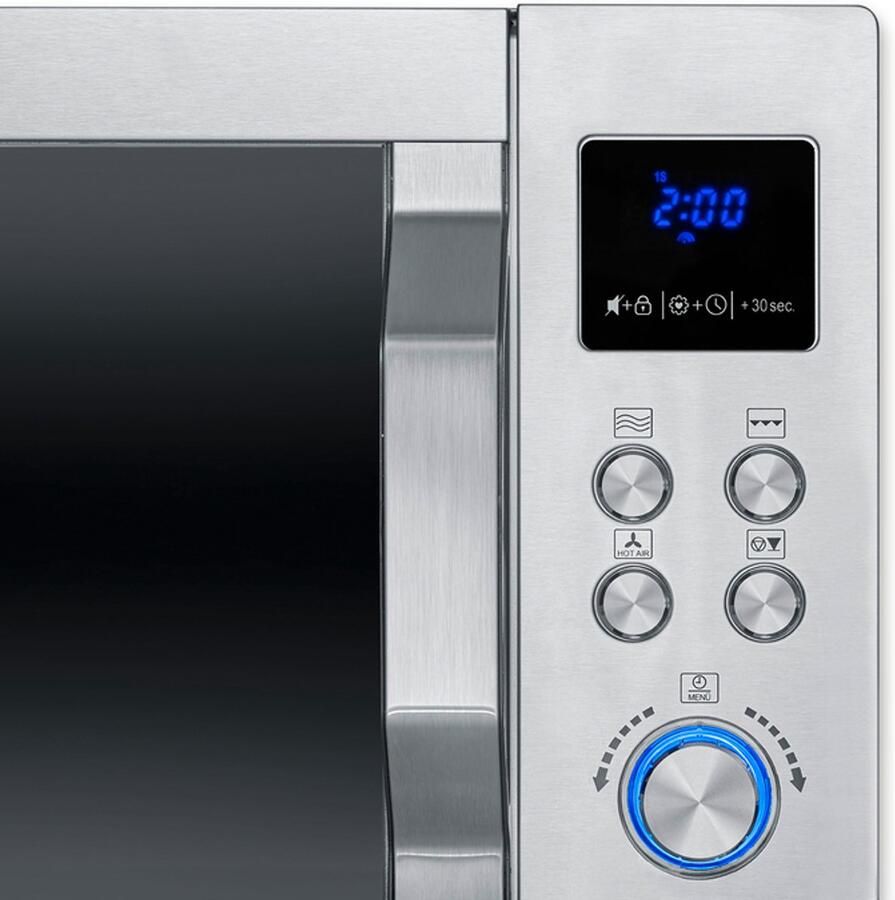 Severin MW 7918 CrispyWave Magnetron – 4-in-1 – Grill – Heteluchtfriteuse – Oven – 230°C – Pizzaplaat – RVS