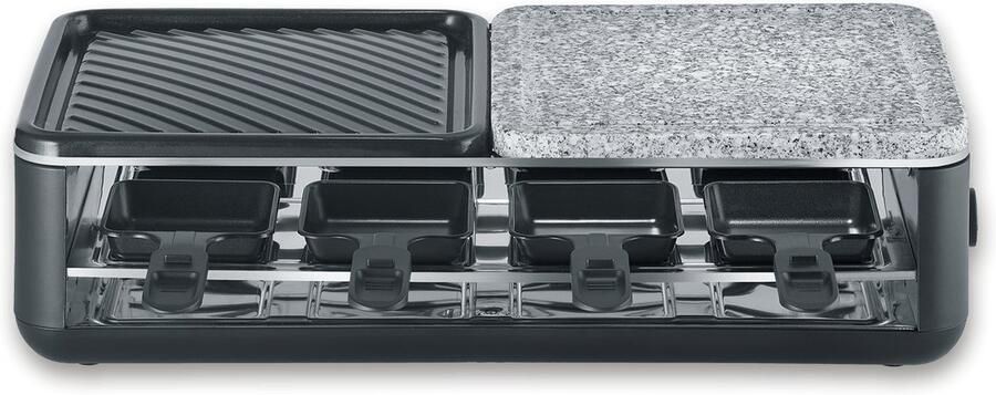 Severin RG 2366 Black Line gourmetstel PFAS vrije baklaag 8 personen temperatuurinstelling vaatwasserbestendig 8 pannetjes met parkeerfunctie Natuursteen en keramisch grilloppervlak