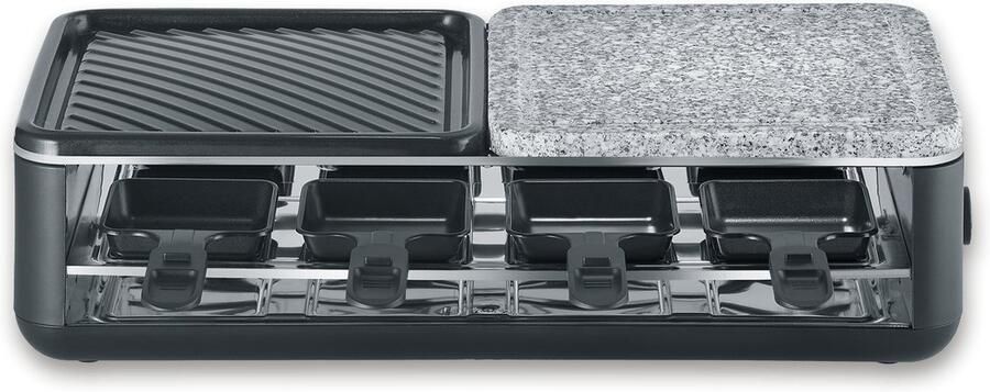 Severin RG 2366 Black Line gourmetstel PFAS vrije baklaag 8 personen temperatuurinstelling vaatwasserbestendig 8 pannetjes met parkeerfunctie Natuursteen en keramisch grilloppervlak - Foto 3