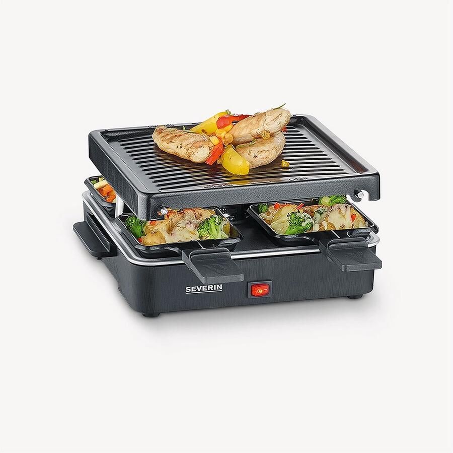 Severin Raclette Grill 4 personen compact makkelijk op te bergen kleine huishoudens kookoppervlak 21 x 21cm RG 2370 - Foto 2