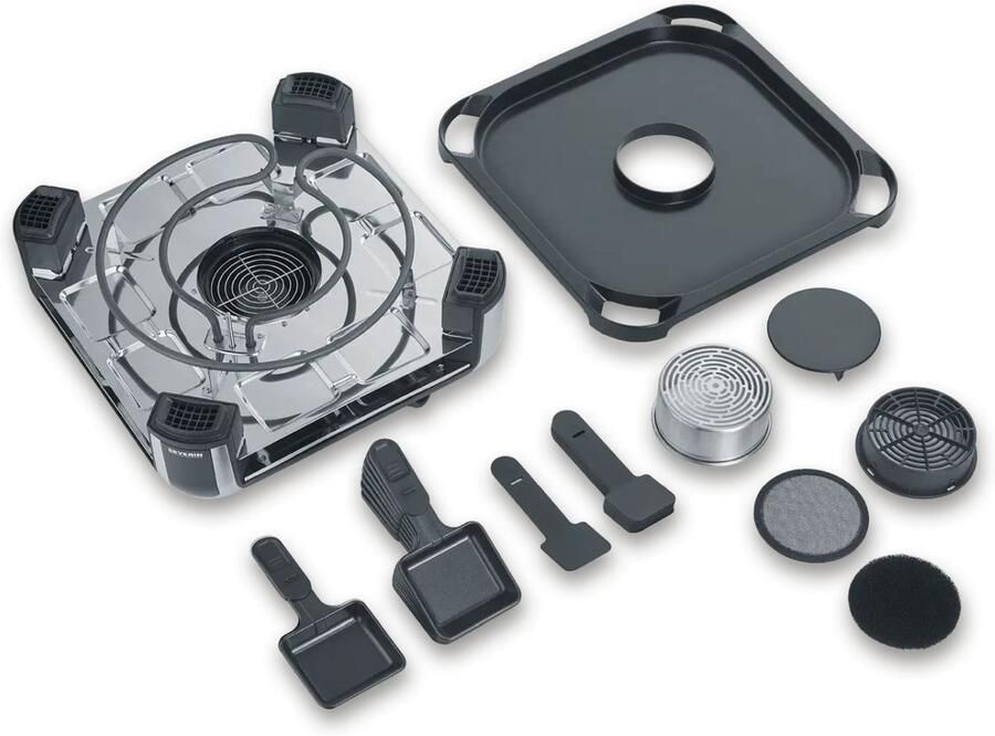 Severin RG 2379 S-Joy Sevento Raclette Grill – Downdraft filtersysteem voor reuk- en geurloos gourmetten – 1900W – Digitaal display – ILAG coating
