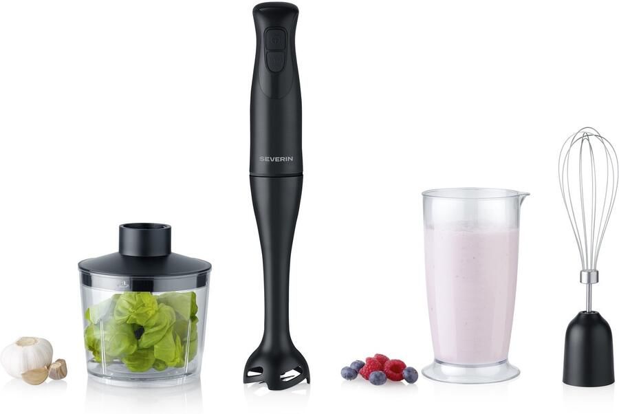 Severin SM 3762 Staafmixerset – 350 W – Met Hakmolen Garde & Maatbeker 700 ml – Zwart