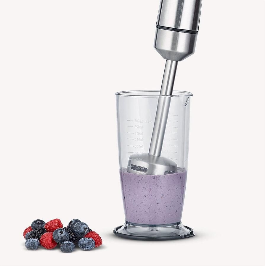 Severin SM 3773 Staafmixer – 1000 Watt – RVS – 4-Blads Mes – Inclusief Mengbeker 700 ml – Traploze Snelheidsregeling - Foto 2