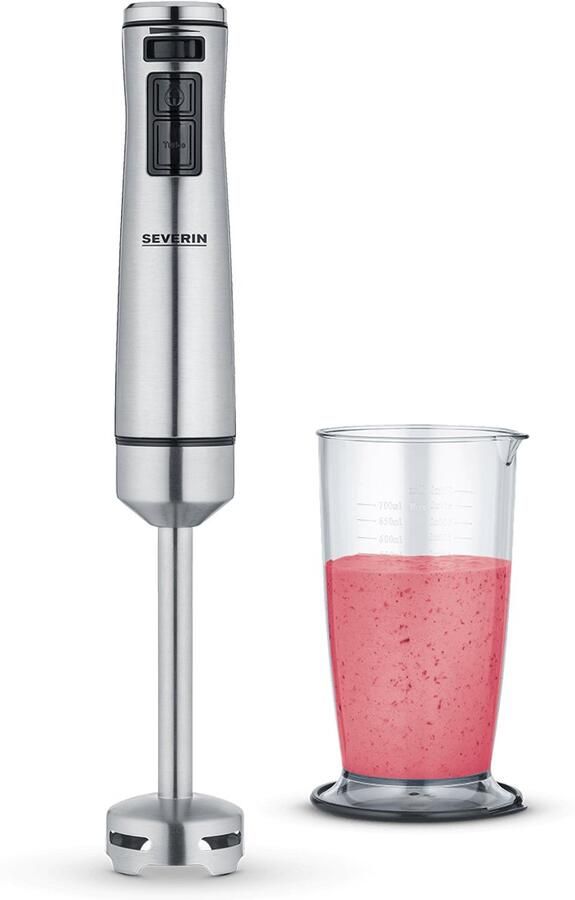 Severin SM 3773 Staafmixer – 1000 Watt – RVS – 4-Blads Mes – Inclusief Mengbeker 700 ml – Traploze Snelheidsregeling - Foto 5