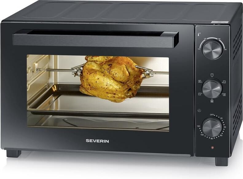 Severin TO 2076 Bak- en Toastoven – 46 Liter – Hetelucht – Pizzasteen – Draaispit – Zwart