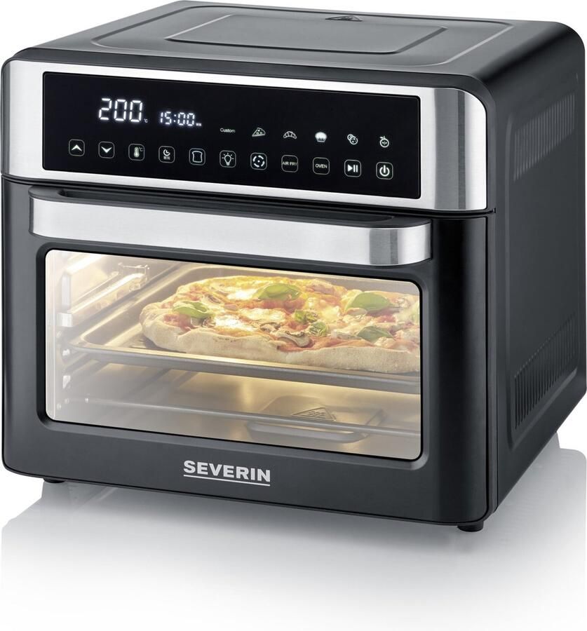 Severin TO 9579 Bak- en Braadoven 25 Liter 12-in-1 combinatie van Oven en Airfryer programma's Zwart Zilver
