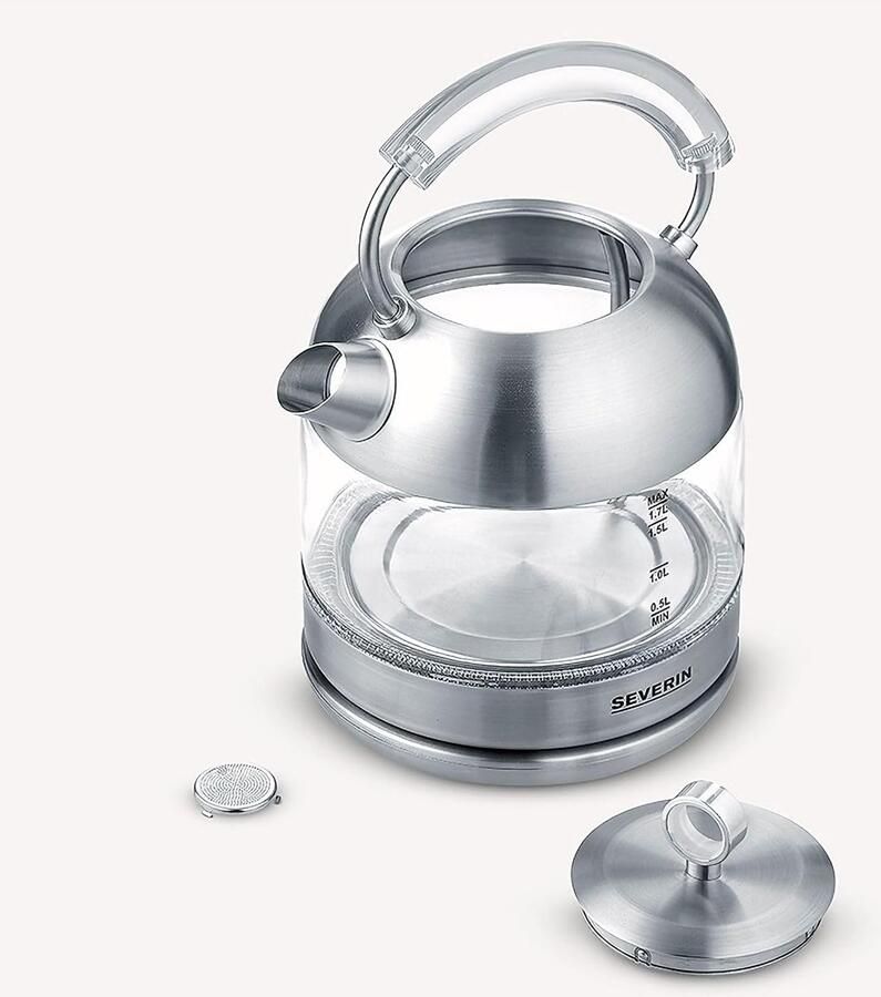 Severin WK 3459 Glazen Waterkoker Retro 1 7L – 2400W – Zwart RVS