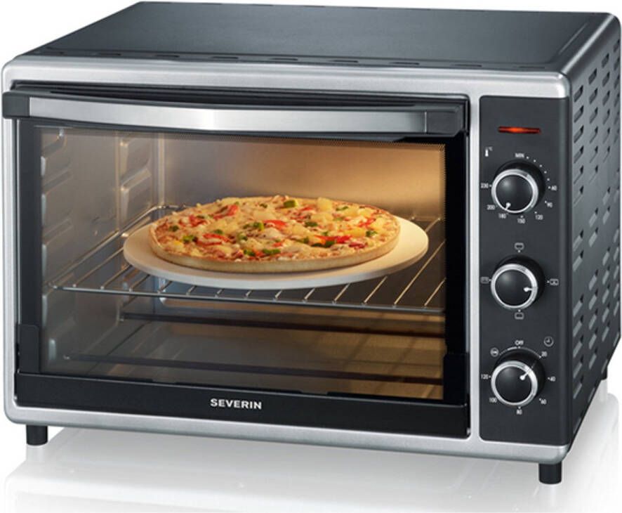 Severin TO 2058 Oven vrijstaand hetelucht incl. pizzasteen zwart zilver