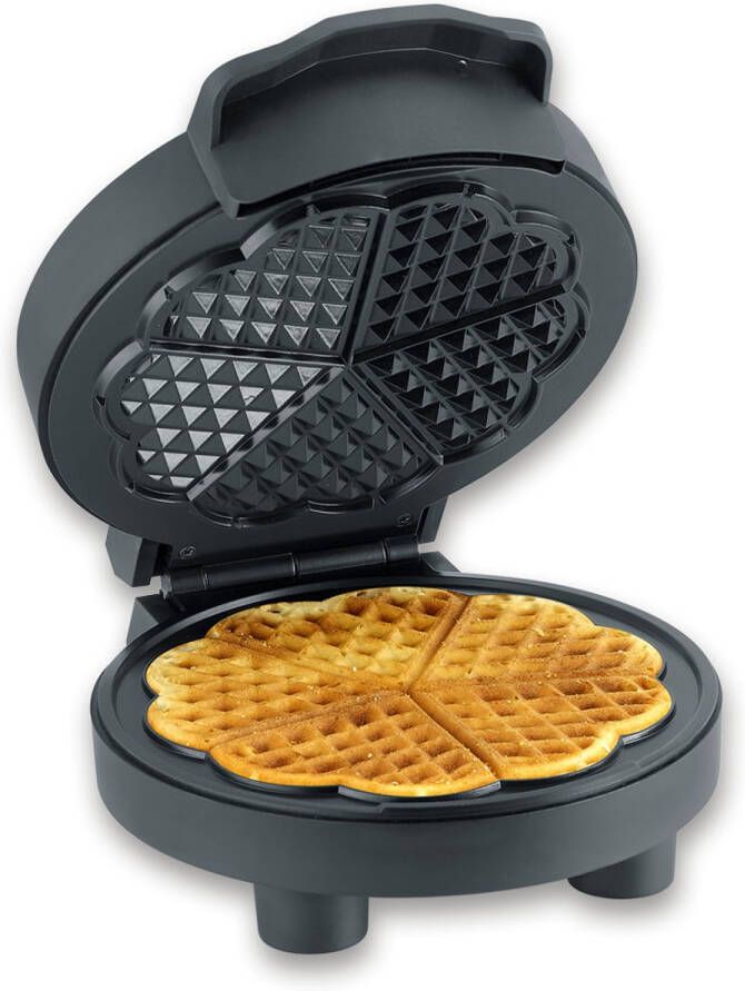 Severin WA 2116 Wafelijzer Black Line ca. 1000 W wafels in hartjesvorm ruimtebesparend slank ontwerp ideaal voor kleine woningen