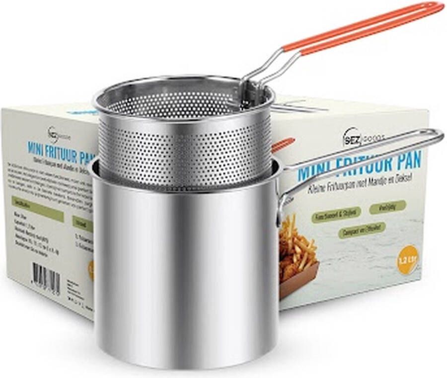 SEZGoods Kleine Frituurpan met Mandje – 1 2 Liter Mini Friteuse Geschikt voor gas en inductie RVS