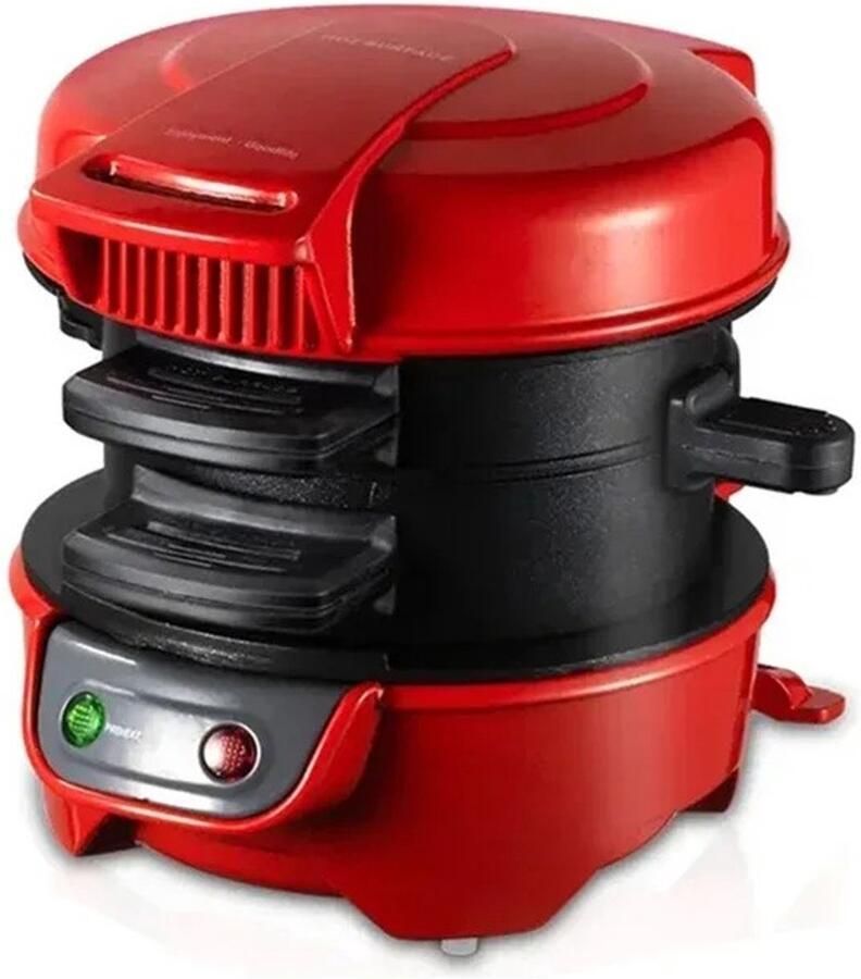 ShaSha Ontbijtmachine wafelijzer met uitneembare platen Ontbijt Burger Machine Elektrische Burger Maker 600W Veelzijdige Toepassing Rood