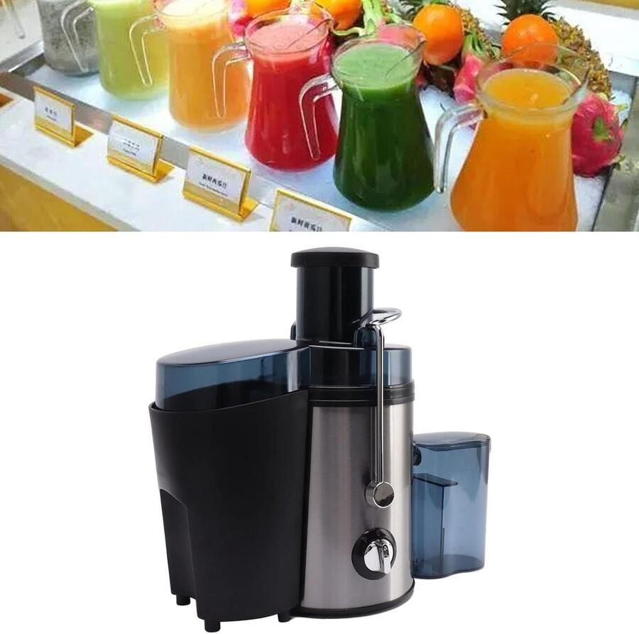 SHINY Sapcentrifuge 1000W – Elektrische Juicer voor Fruit en Groenten – 800 ml Sapbeker – Zwart Zilver