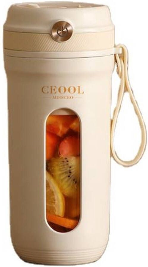 ShopEighty8 Blender To Go Mini Blender Portable Blender Draadloze Blender Oplaadbare Blender Usb Type C Ijscrusher Met 10 Messen Inhoud Van 350 Ml Wit Beige