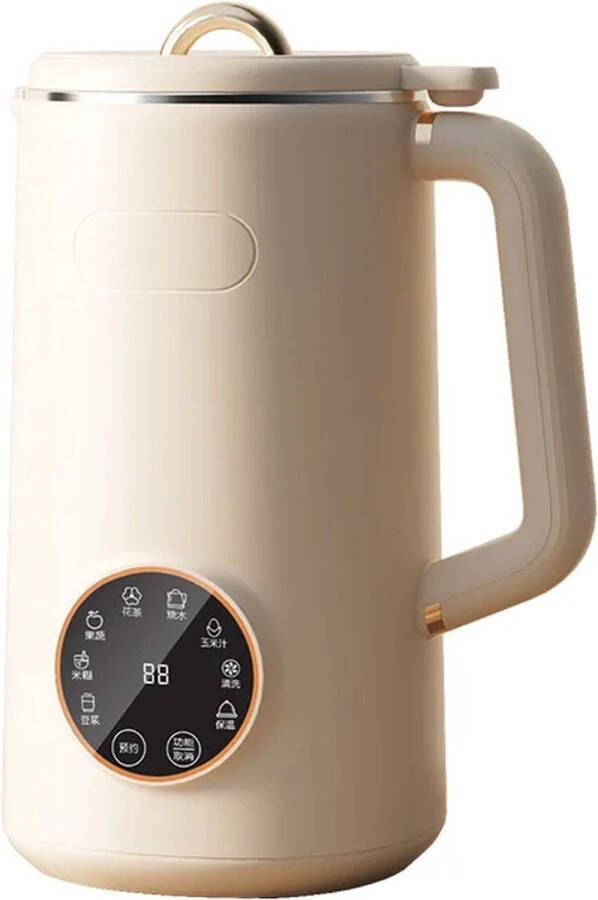 ShopEighty8 Smoothie Maker Sojamelk Machine Sojabonenmelk Machine Milkshake Machine 1 Liter 10 Blades LCD Touchscreen Smart Touch Beige
