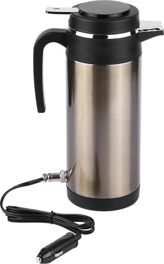 ShopHaven 1200ML 12V 24V Roestvrijstalen Elektrische Waterkoker voor Reizen Draagbare Verwarmingsfles voor Auto Camper en Vrachtwagen 12V Waterkoker