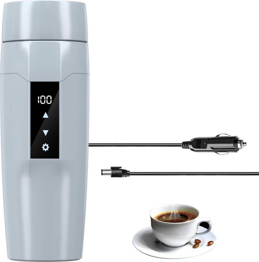 ShopHaven 12V Elektrische Waterkoker met Temperatuurregeling 40~100 ℃ Verstelbaar Mini Draagbare Elektrische Mok Anti-Lek 80W Snelle Verwarming Isolatiebeker Automatisch Uitschakelen