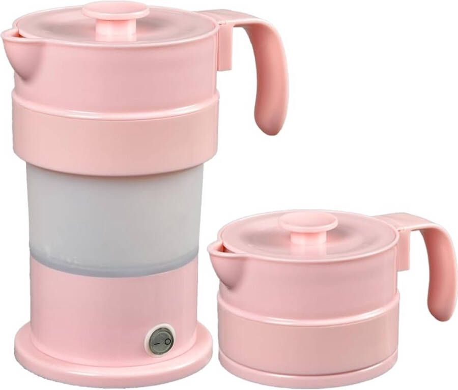 ShopHaven Opvouwbare Elektrische Reiswaterkoker 380ML Compacte Waterkoker 300W Snelle Waterkoker voor Thee & Koffie BPA-vrij Eenvoudig Opbergen met Afneembaar Snoer Roze