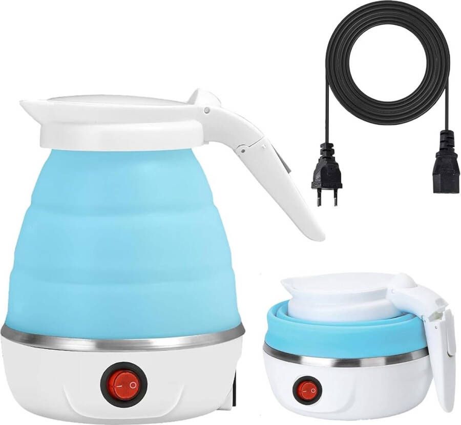 ShopHaven Opvouwbare Elektrische Waterkoker 600 ml Zwarte Siliconen Mini Reisketel Automatische Uitschakeling en Kookbeveiliging Voor Kamperen Buitenshuis en Reizen Compacte Waterkoker voor Uitstapjes
