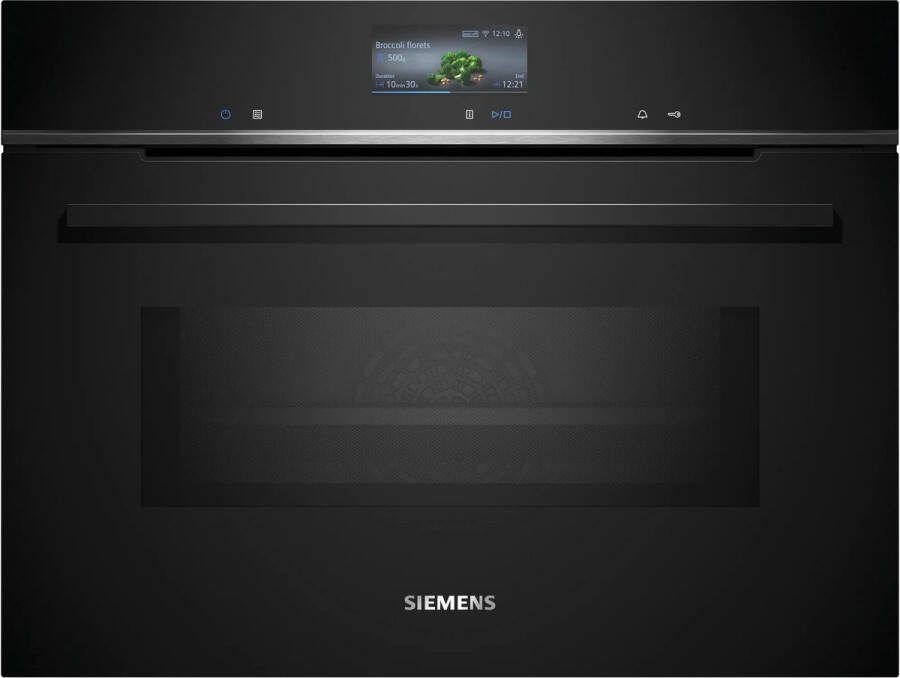 Siemens CM776G1B1 iQ700 60cm x 45cm Compacte inbouw bakoven met magnetron Eenvoudig te reinigen met pyrolytische zelfreiniging activeClean Air Fry-functie: voor perfect en gezonde gefrituurde gerechten